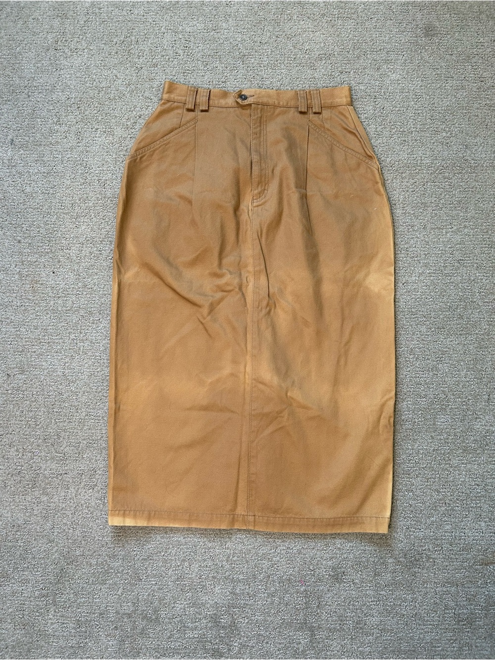 Eddie Bauer Tan Corduroy Midi Skirt Womens Size 14 Camel Cotton Straight Pencil